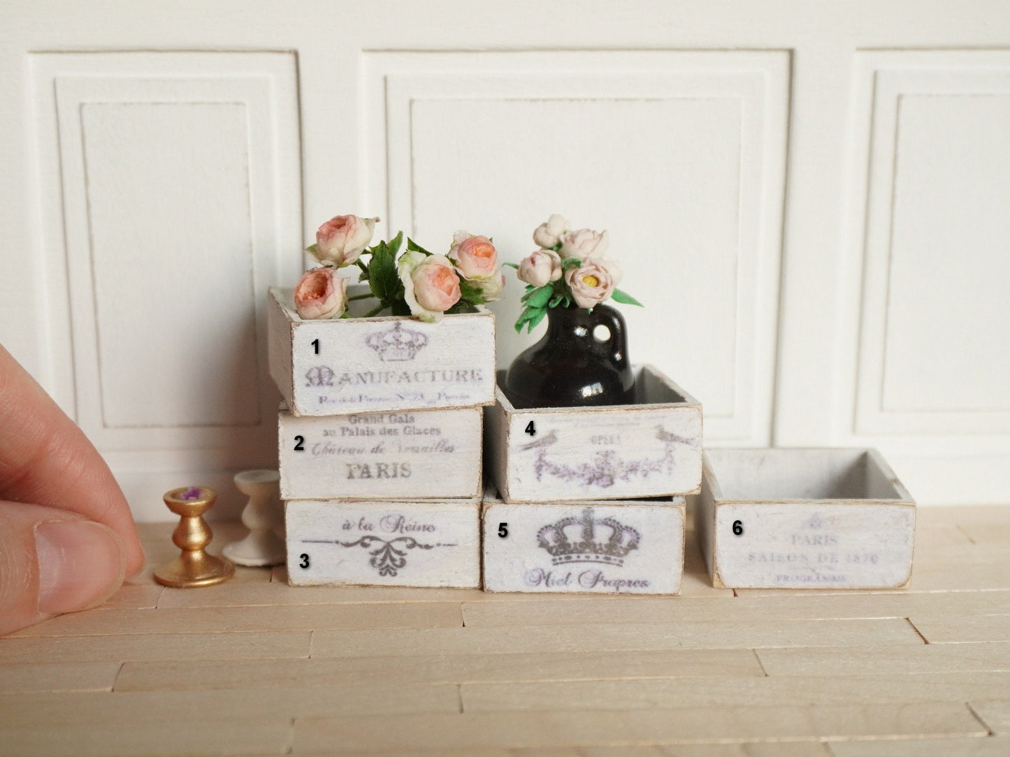 Miniature Shabby Chic Crate | 1:12 Scale Dollhouse Accessories