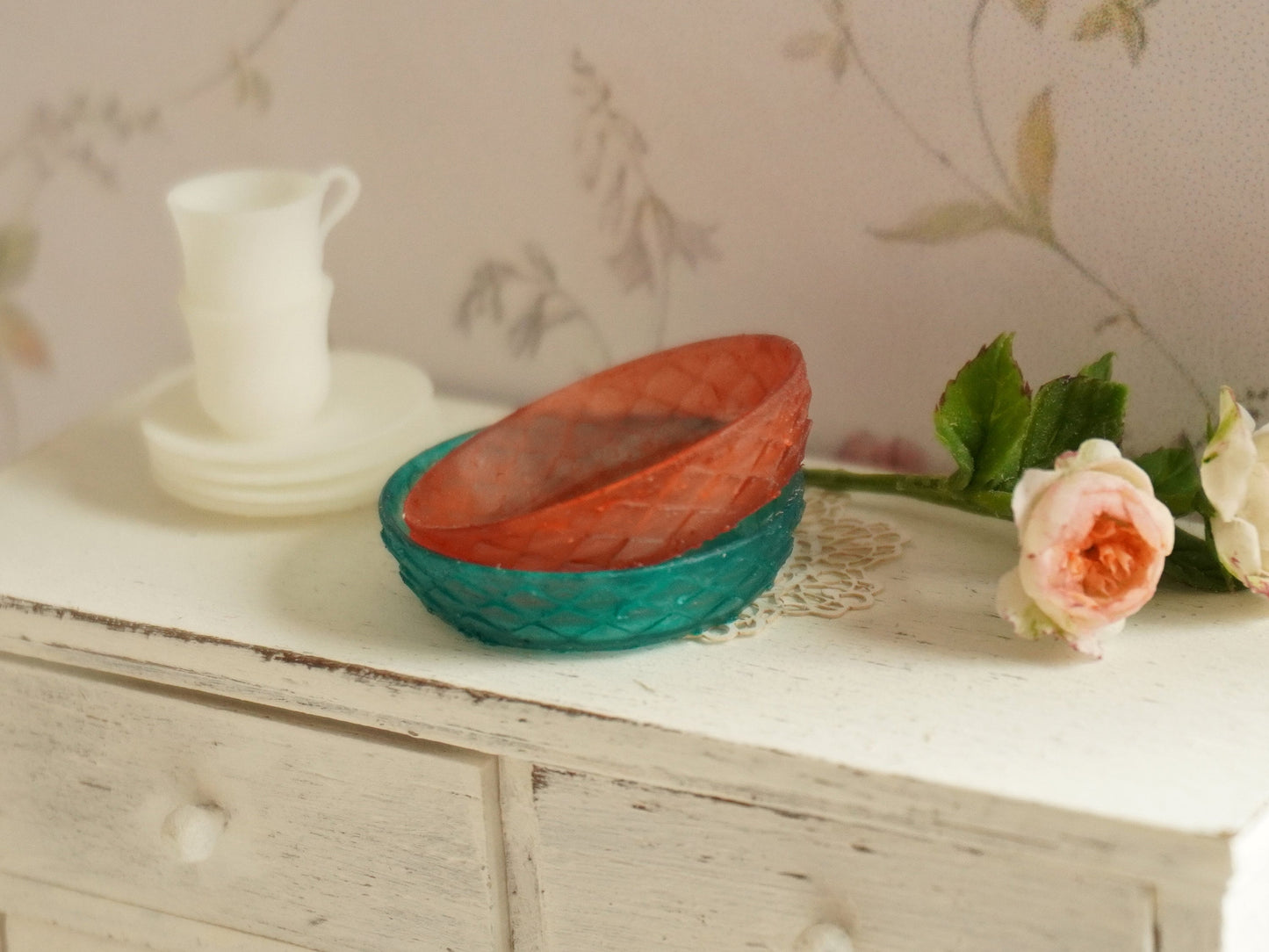 1:12 Scale Crystal-like Bowl | Dollhouse Miniature Kitchen Bowl | Miniature Kitchenware