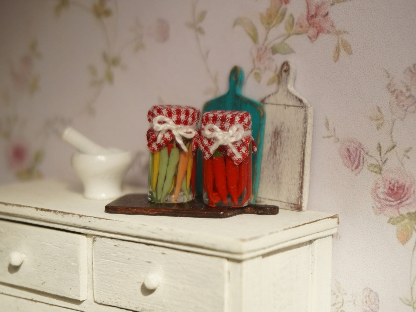 Miniature Peppers in a Jar | 1:12 Scale Dollhouse Food
