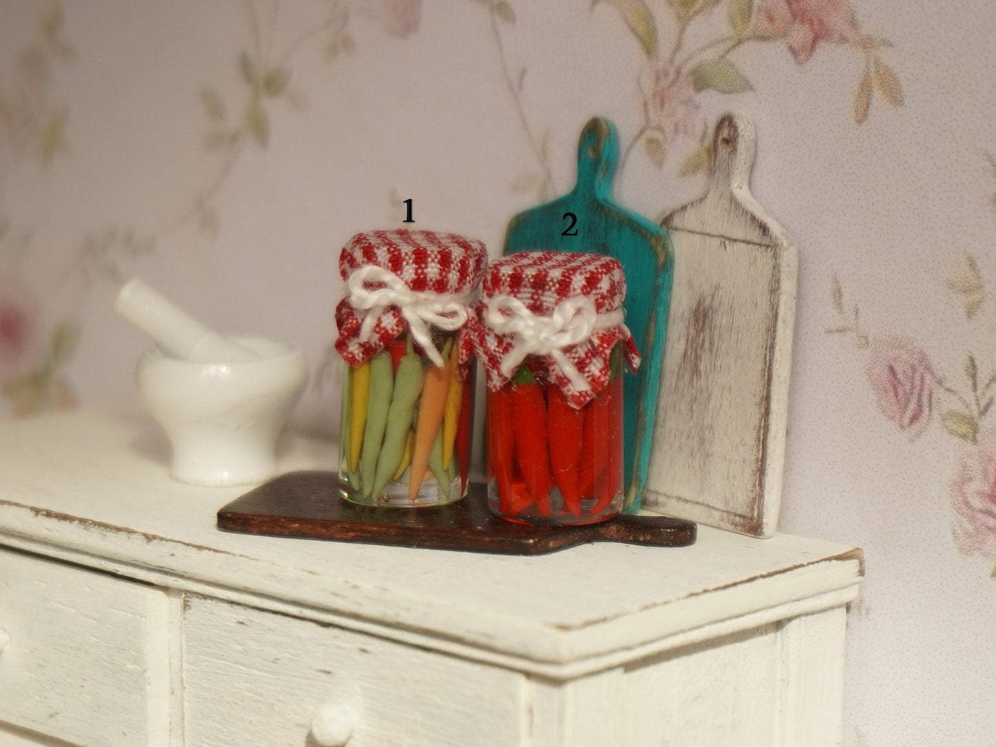 Miniature Peppers in a Jar | 1:12 Scale Dollhouse Food