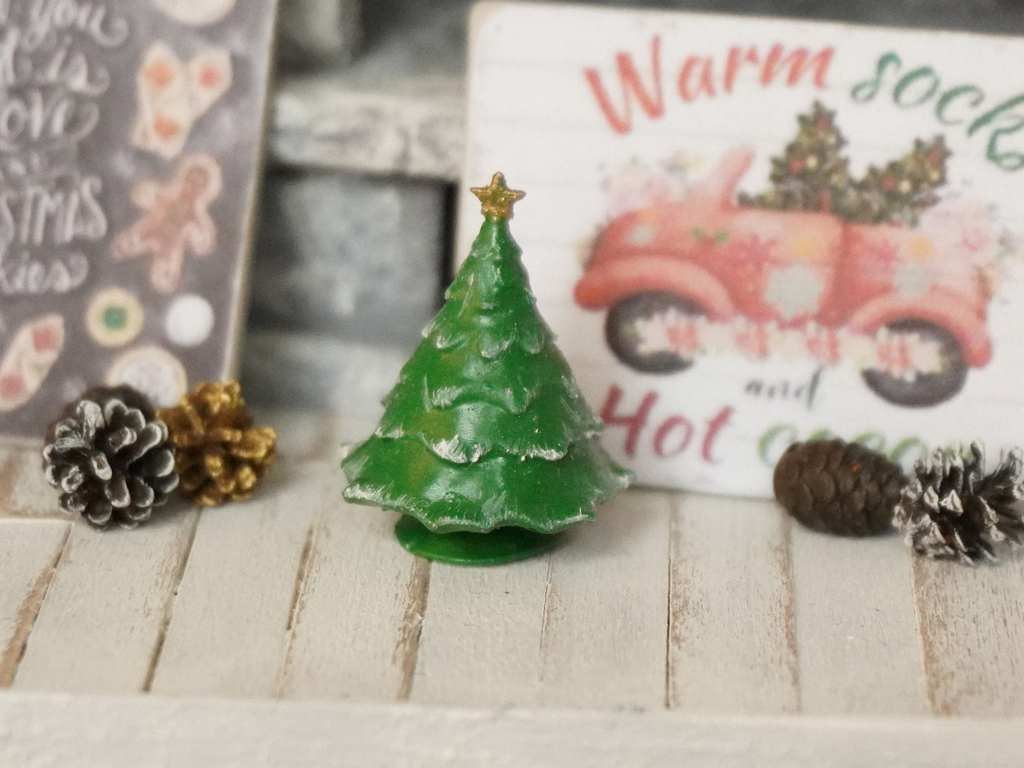 1:12 Scale Christmas Tree Decor Figurine | Dollhouse Miniature Christmas Decor