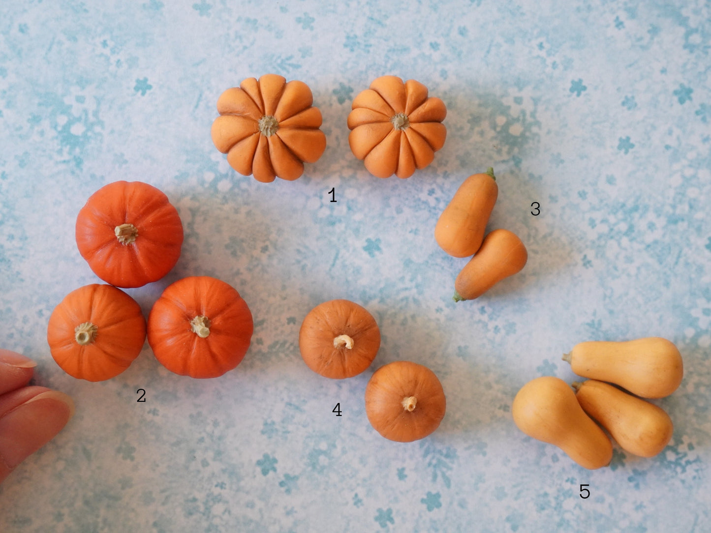 Miniature Pumpkins and Butternut Squash | 1:12 Scale Dollhouse Food