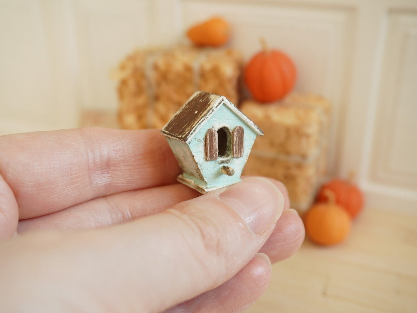 1:12 Scale Birdhouse | Dollhouse Miniature Garden Accessories | Dollhouse Decor