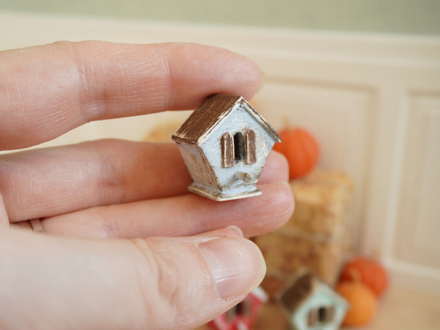 1:12 Scale Birdhouse | Dollhouse Miniature Garden Accessories | Dollhouse Decor