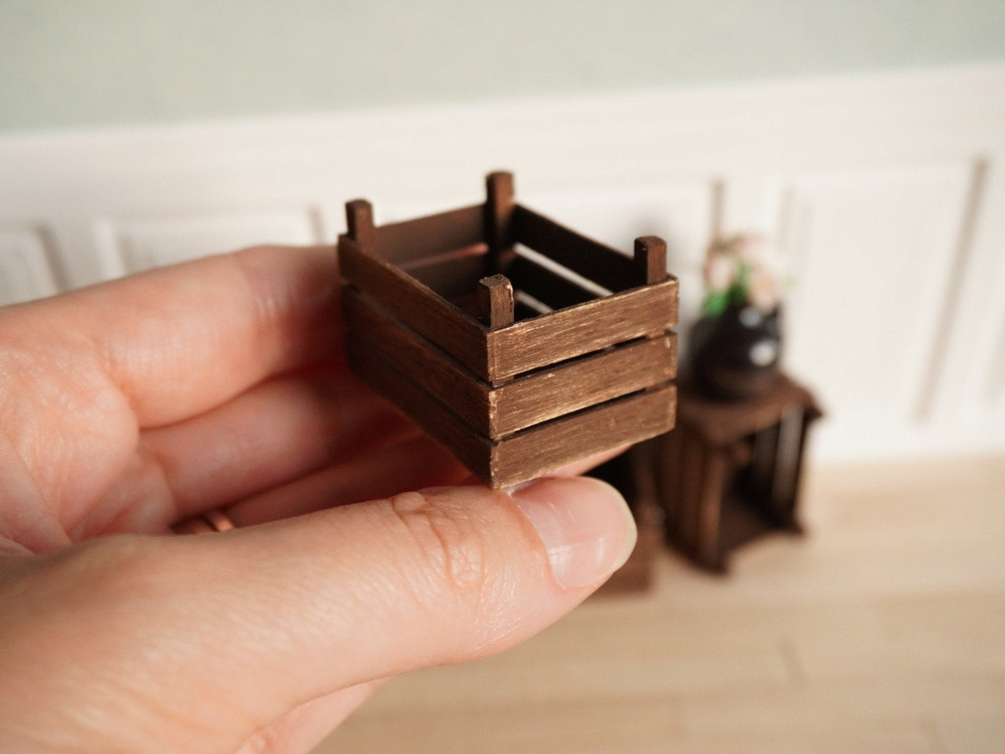 Miniature Wooden Crate | 1:12 Scale Dollhouse Accessories