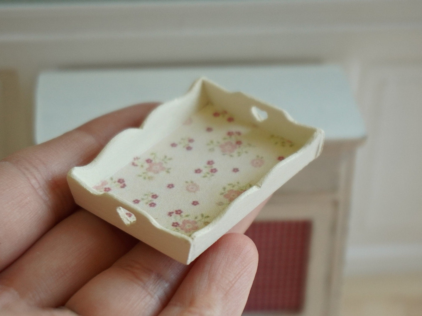 Miniature Floral Breakfast Tray | 1:12 Scale Dollhouse Decor