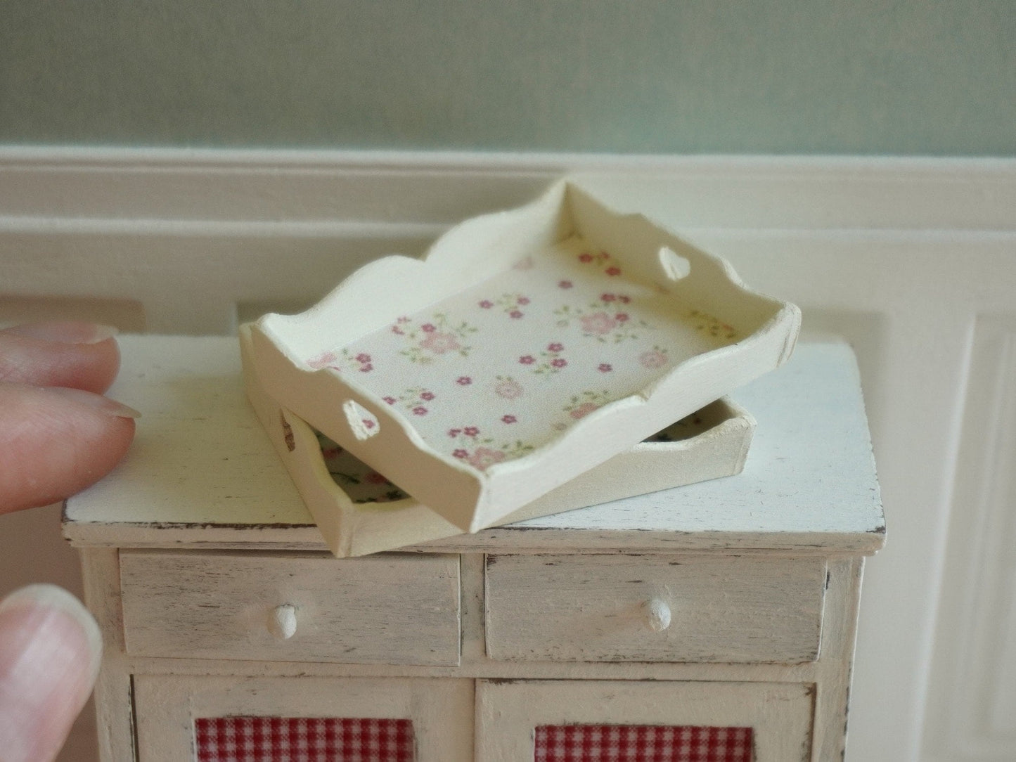 Miniature Floral Breakfast Tray | 1:12 Scale Dollhouse Decor