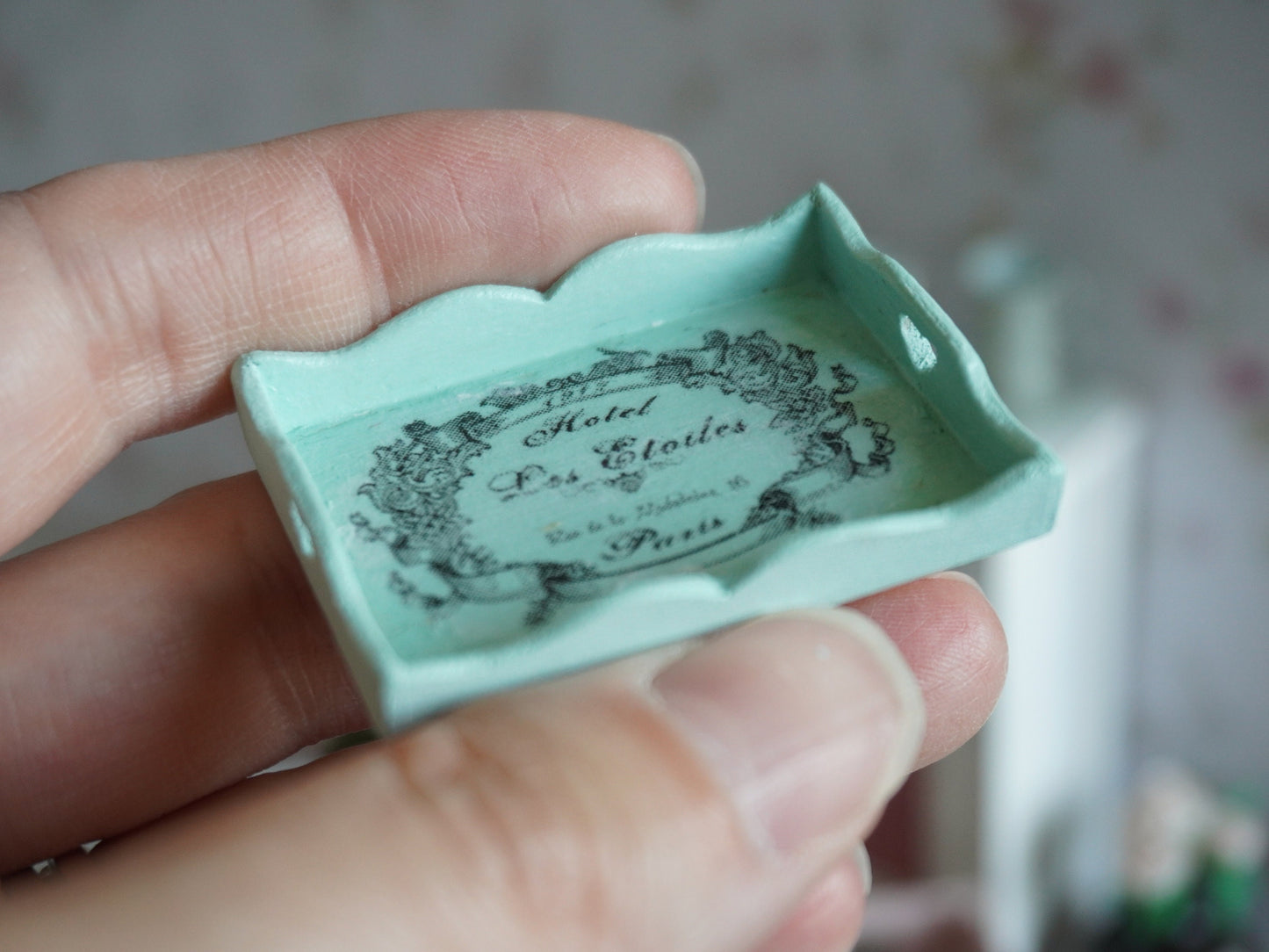 Miniature Breakfast Tray | 1:12 Scale Dollhouse French Decor