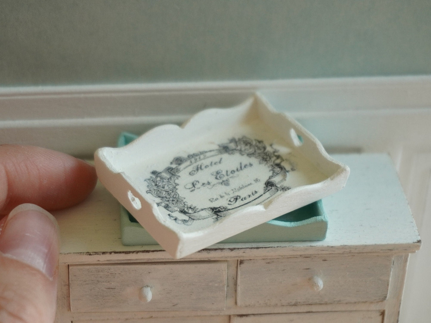 Miniature Breakfast Tray | 1:12 Scale Dollhouse French Decor