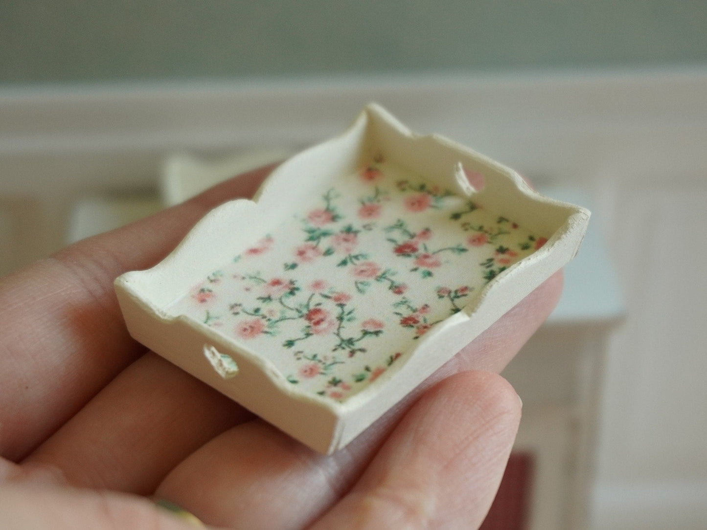 Miniature Floral Breakfast Tray | 1:12 Scale Dollhouse Decor