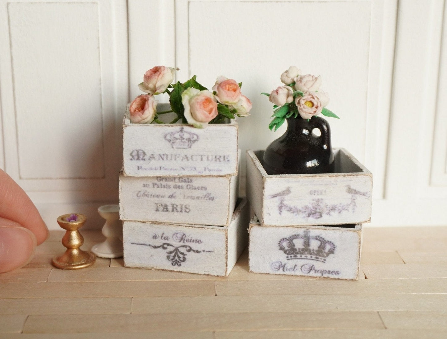 Miniature Shabby Chic Crate | 1:12 Scale Dollhouse Accessories