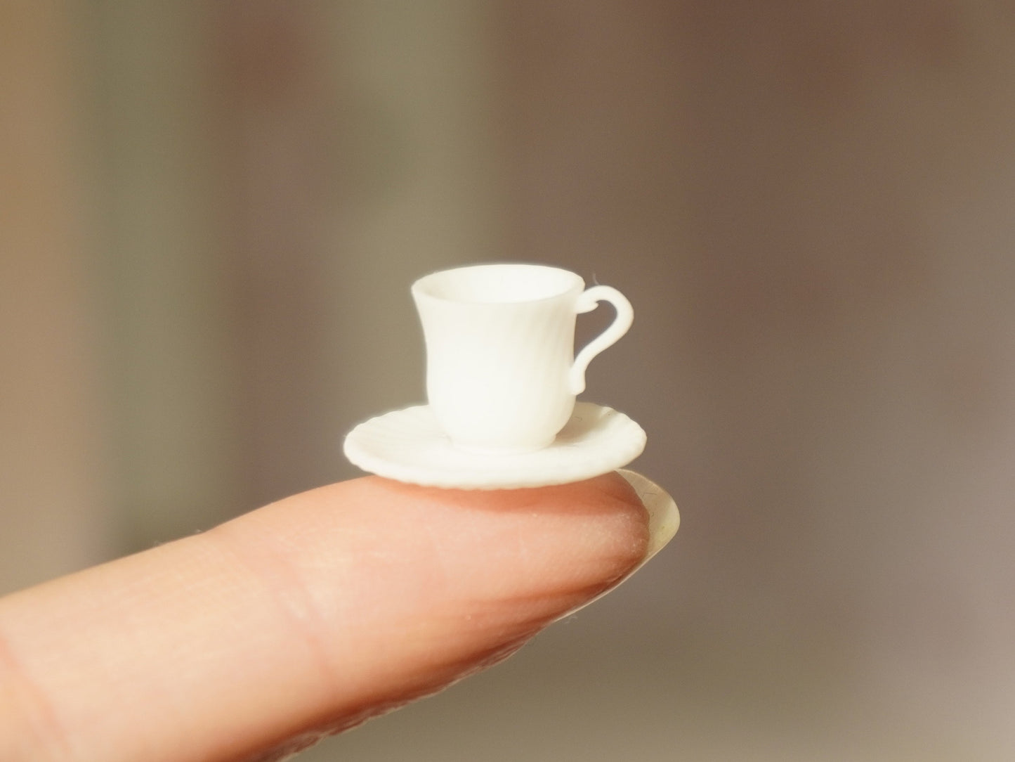 Set of 2 Teacups and Saucers 1:12 Scale | Dollhouse Miniature Kitchenware