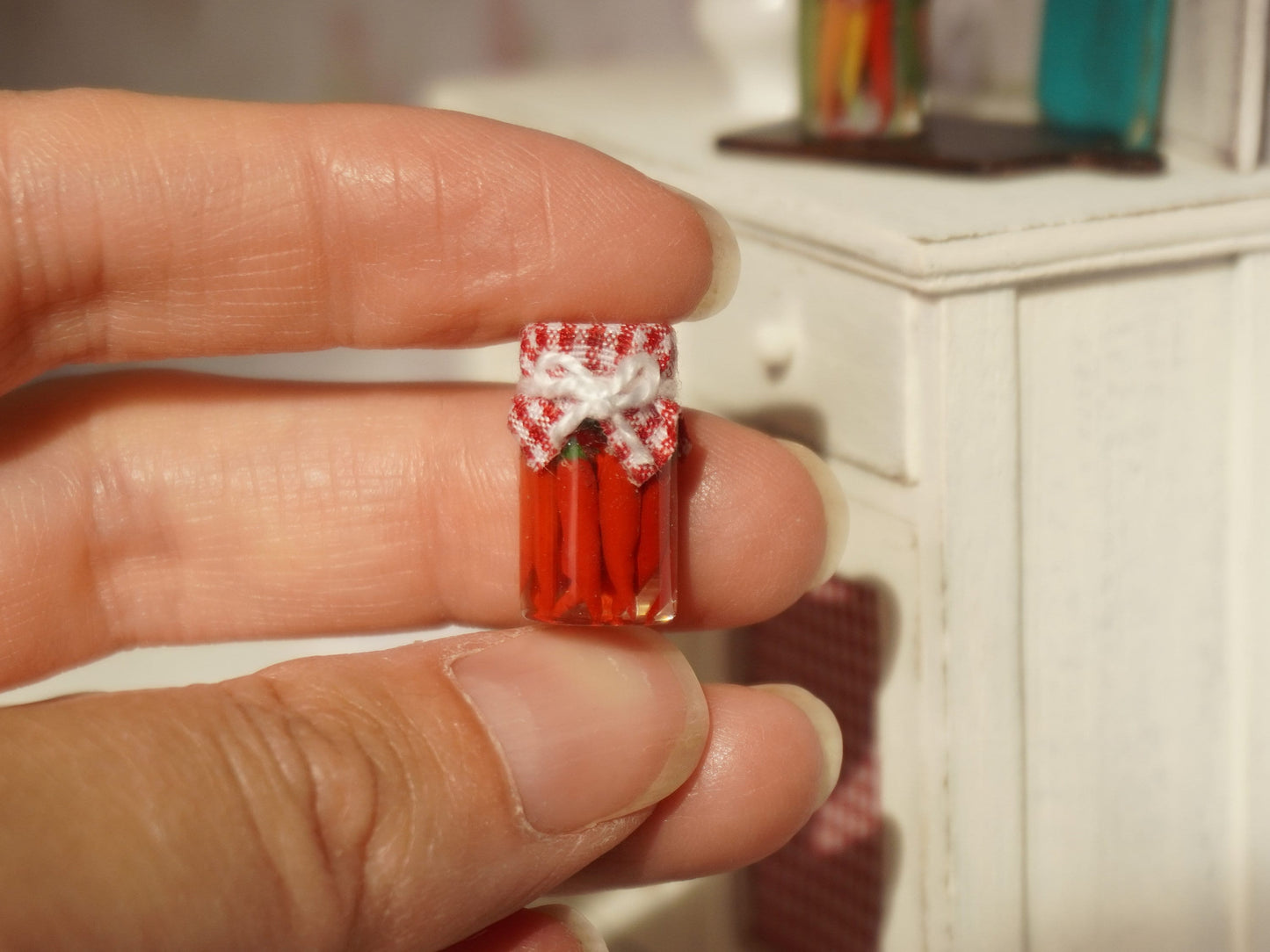Miniature Peppers in a Jar | 1:12 Scale Dollhouse Food