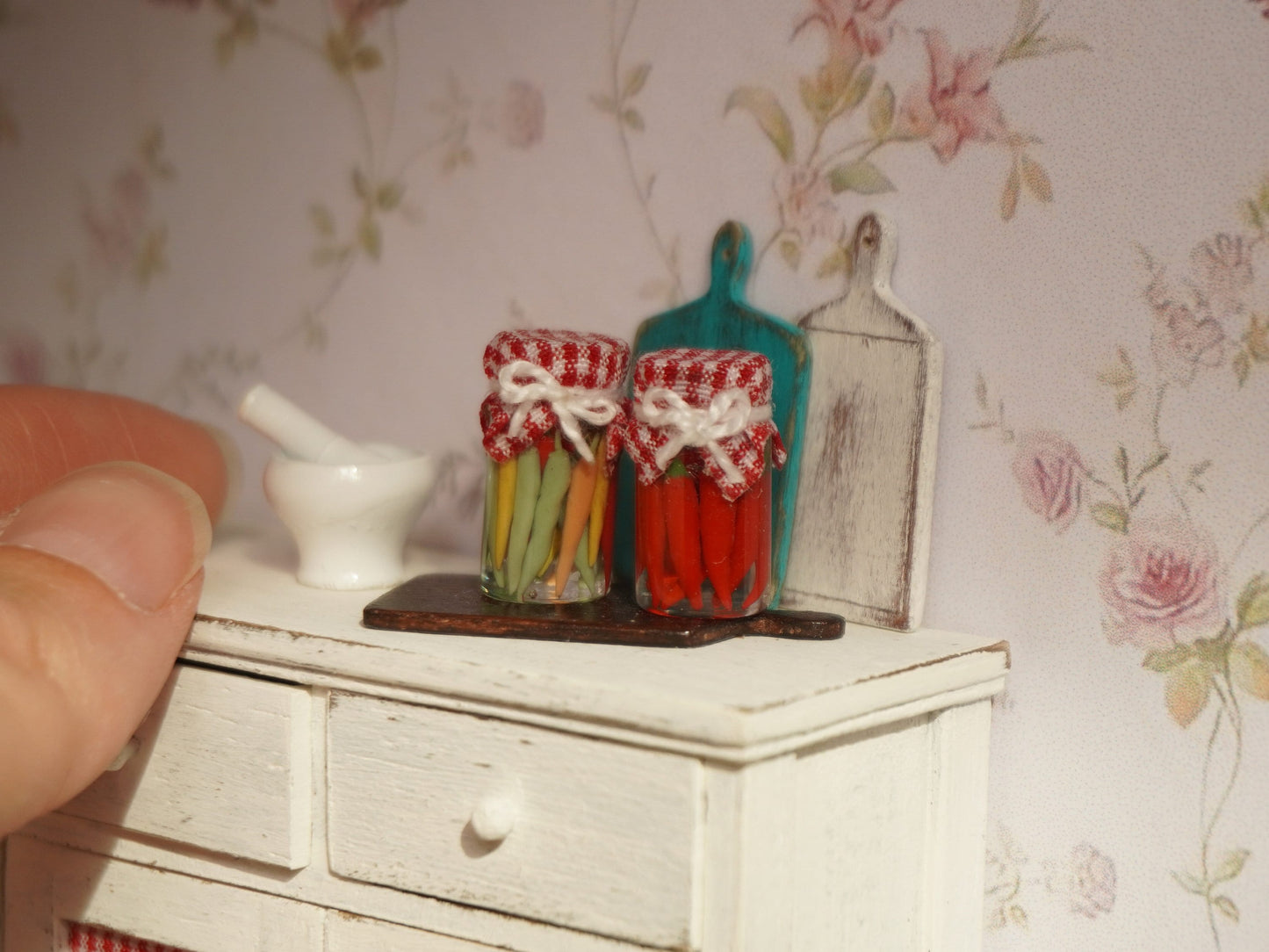 Miniature Peppers in a Jar | 1:12 Scale Dollhouse Food