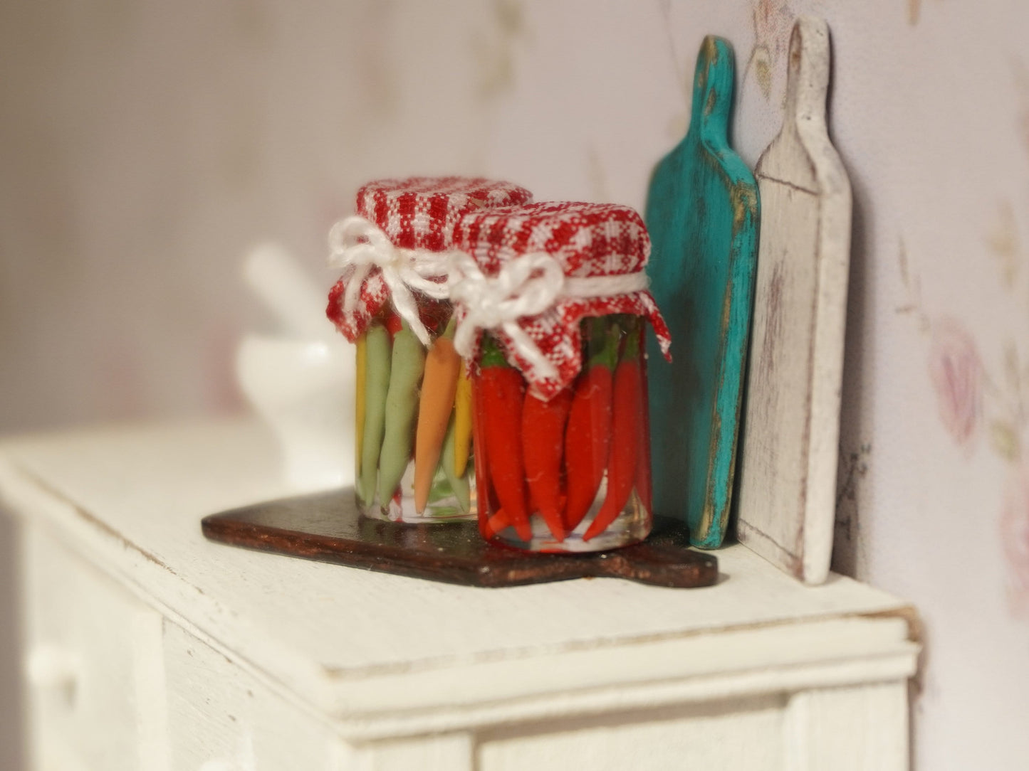 Miniature Peppers in a Jar | 1:12 Scale Dollhouse Food
