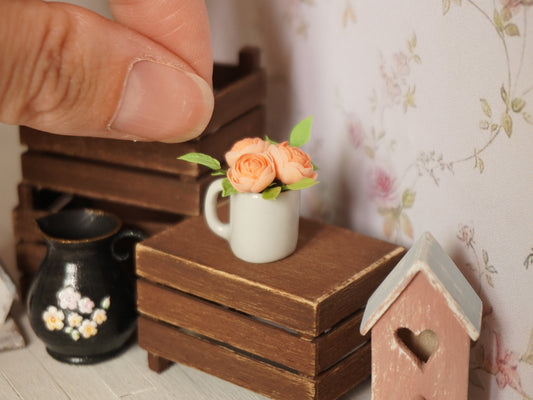 1:12 Scale Flowers in Ceramic Cup | Dollhouse Miniature Peonies