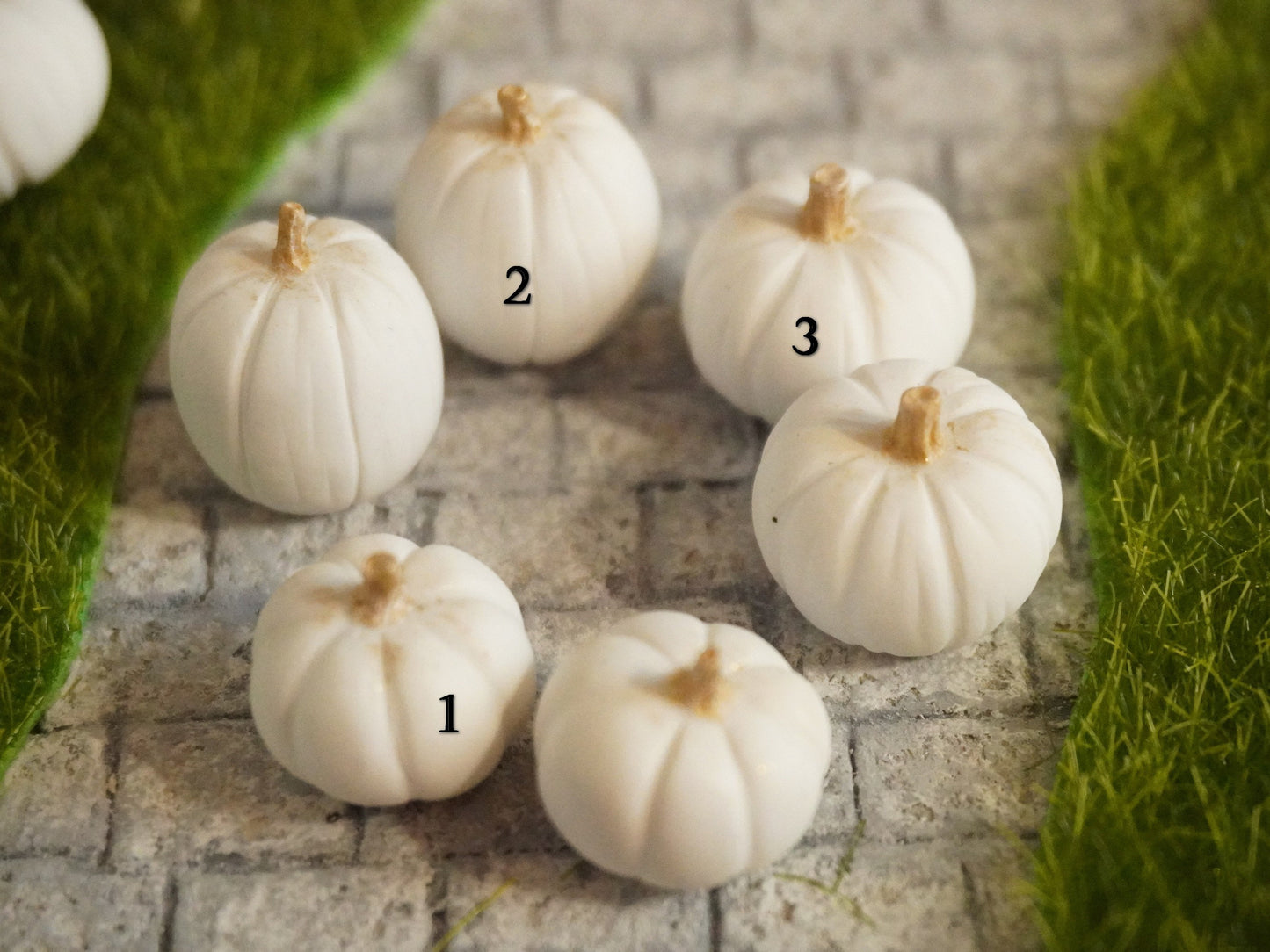 Miniature White Golden Pumpkins | 1:12 Scale Dollhouse Halloween Decor