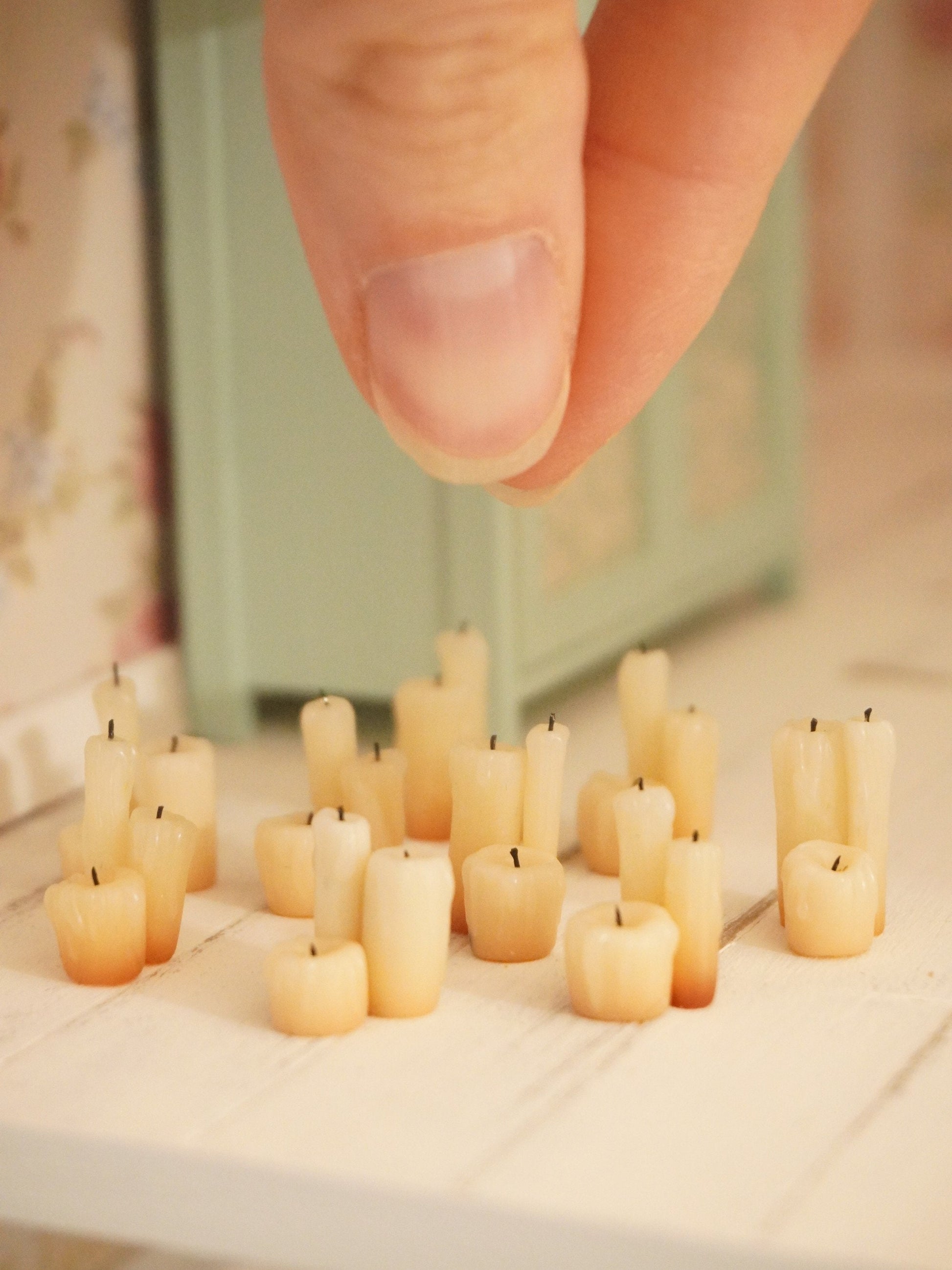 Miniature Dripping Candles | 1:12 Scale Dollhouse Halloween Decor | Fairy Tale Miniatures