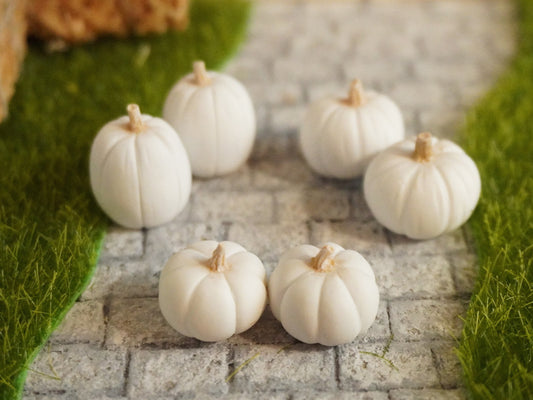 Miniature White Golden Pumpkins | 1:12 Scale Dollhouse Halloween Decor