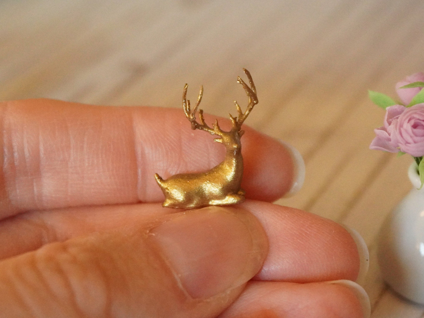 1:12 Scale Decorative Golden Deer | Dollhouse Miniature Decor