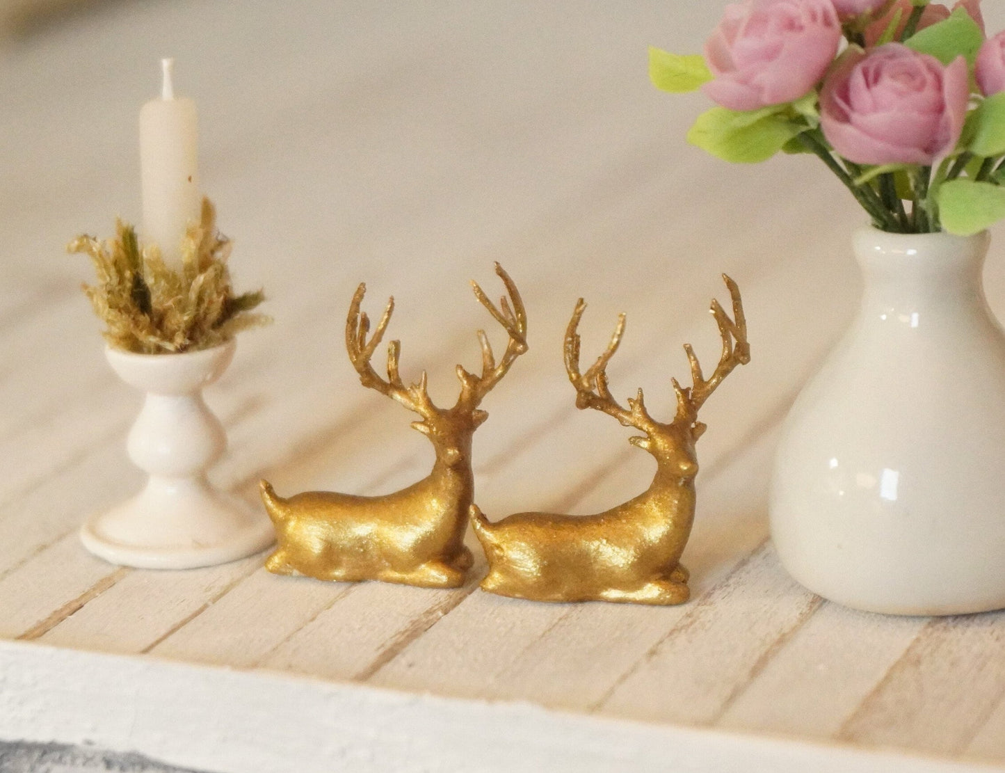 1:12 Scale Decorative Golden Deer | Dollhouse Miniature Decor