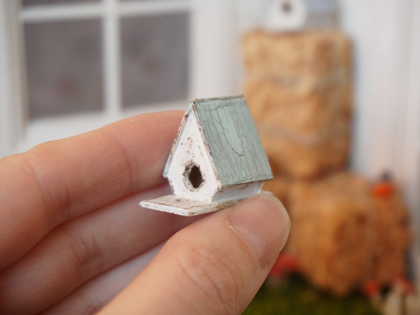 1:12 Scale Birdhouse | Dollhouse Miniature Garden Accessories | Dollhouse Decor