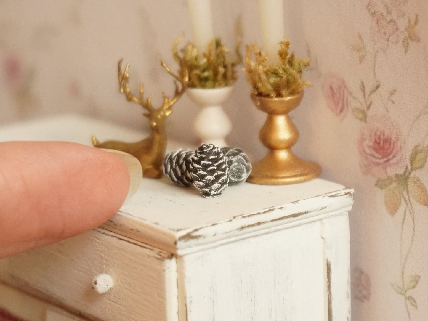 1:12 Scale Pine Cones - Set of 3 pcs | Dollhouse Miniature Christmas Decor