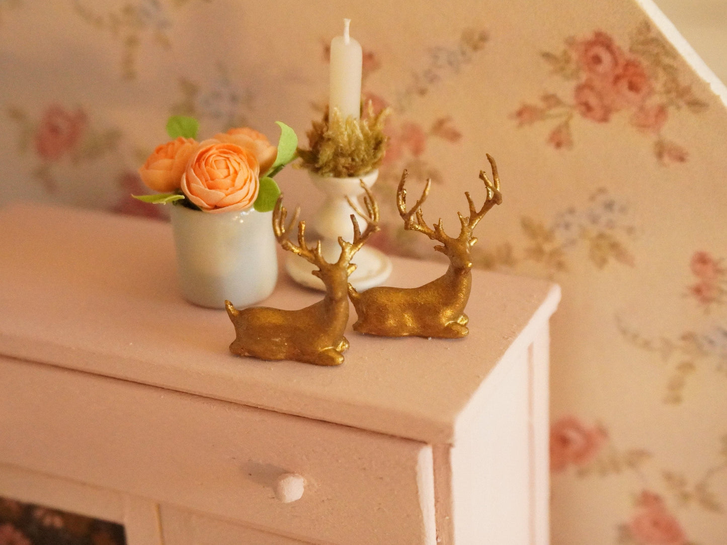 1:12 Scale Decorative Golden Deer | Dollhouse Miniature Decor