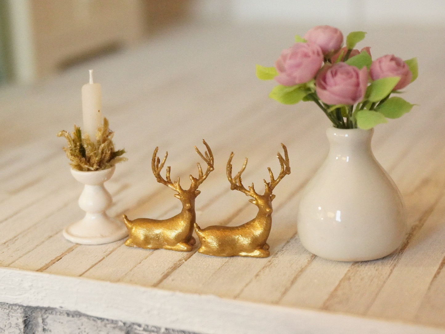 1:12 Scale Decorative Golden Deer | Dollhouse Miniature Decor