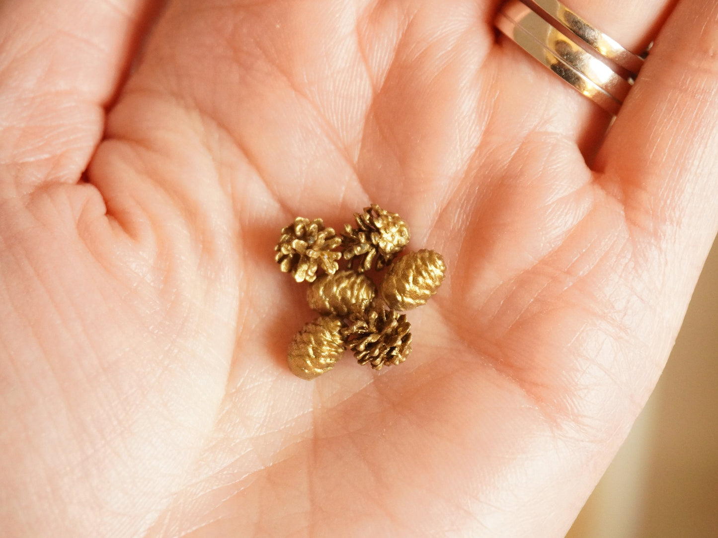 Dollhouse Miniature Gold Pine Cones - Set of 3 pcs | 1:12 Scale Christmas Decor