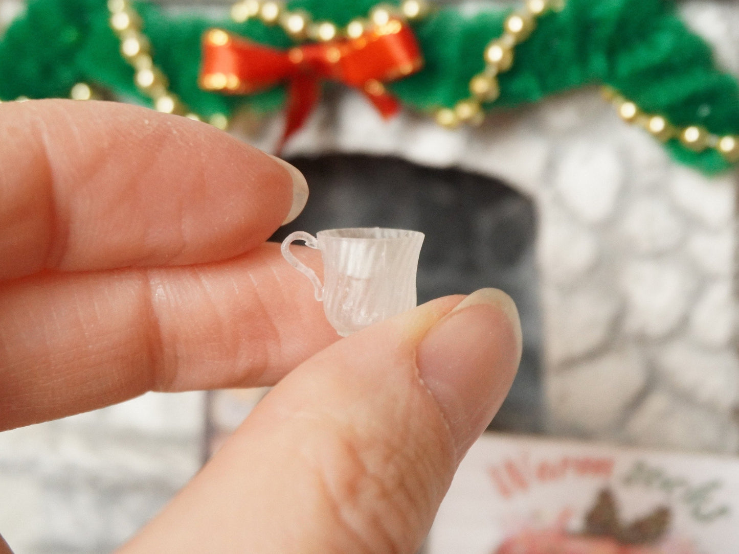 1:12 Scale Teacup and Saucer Transparent Crystal Imitation | Dollhouse Miniature Kitchenware