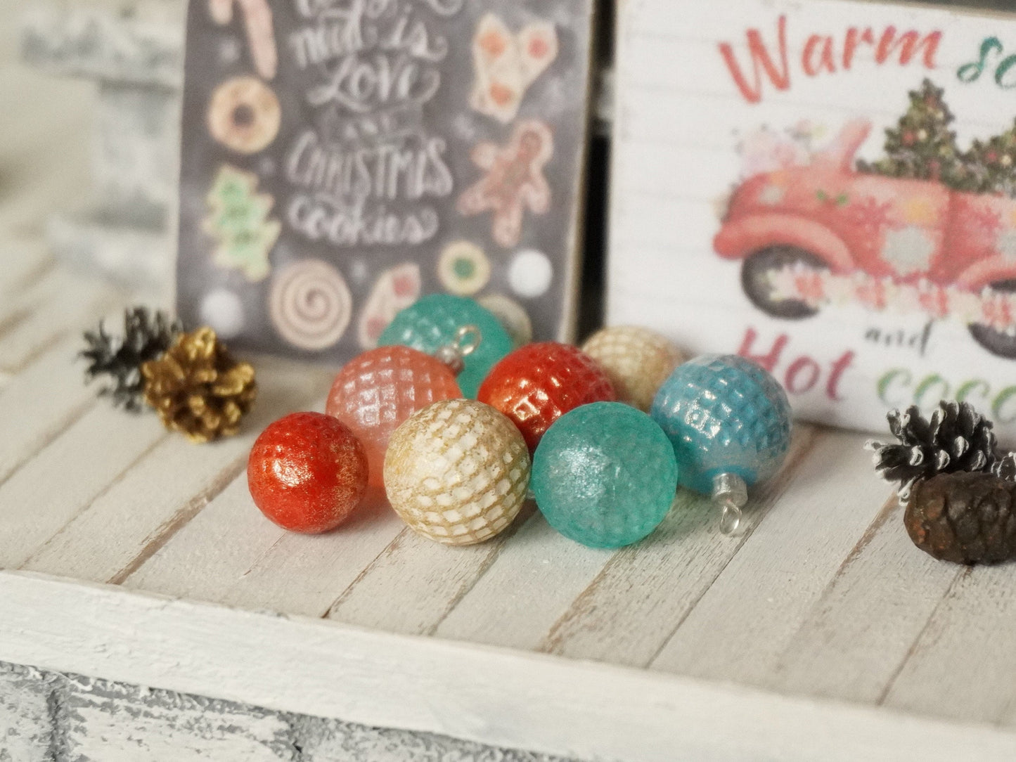 1:12 Scale Christmas Ball Ornaments | Dollhouse Miniature Christmas Decor