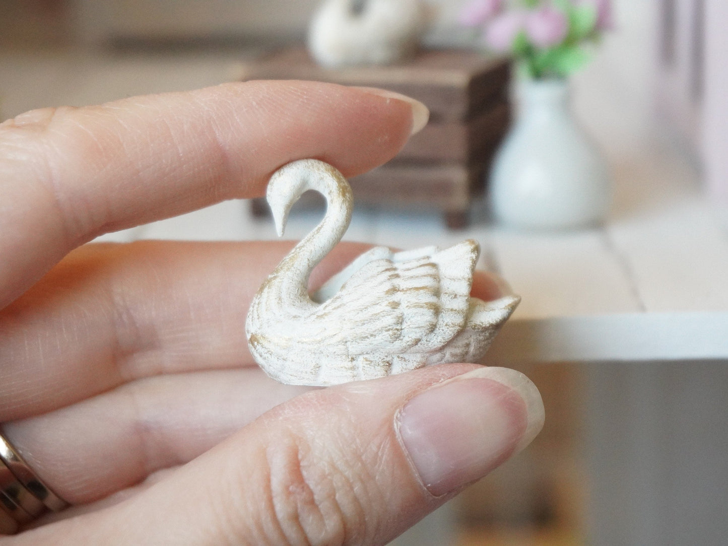 1:12 Scale Decor Swan Figurine | Dollhouse Miniatures 3D Printed