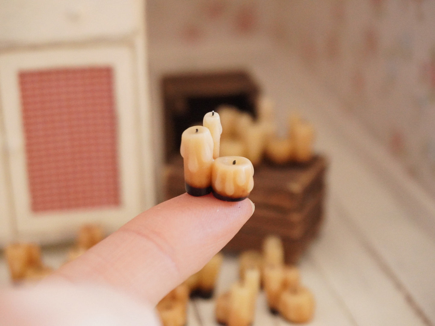 Miniature Dripping Dark Candles | 1:12 Scale Dollhouse Decor | Fairy Tale Miniatures