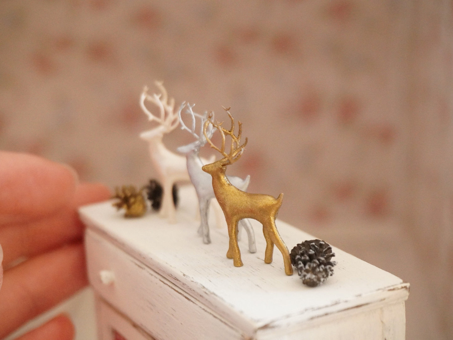 1:12 Scale Decorative Standing Deer Figurine | Dollhouse Miniature Christmas Decor