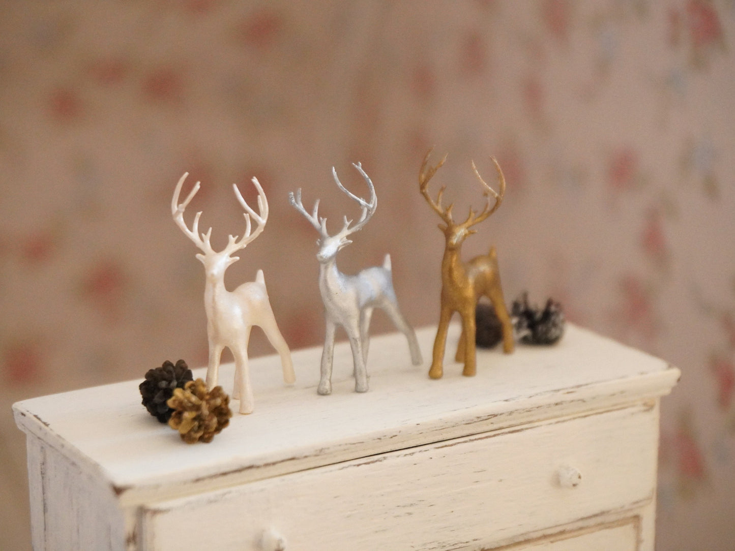 1:12 Scale Decorative Standing Deer Figurine | Dollhouse Miniature Christmas Decor