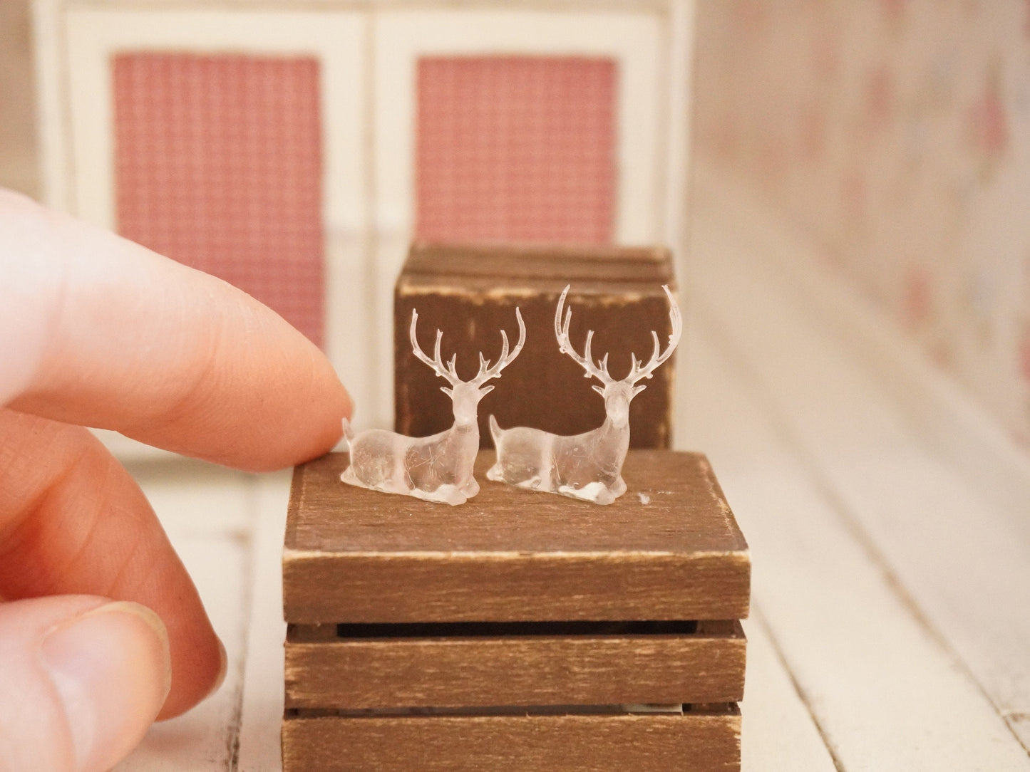 1:12 Scale Decorative Crystal-like Deer Figurine | Dollhouse Miniature Decor