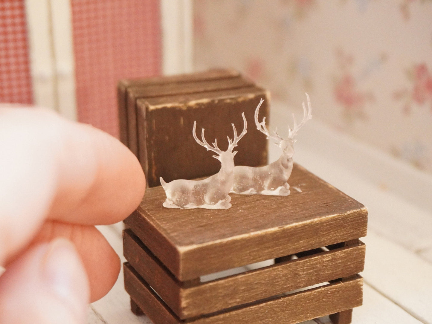 1:12 Scale Decorative Crystal-like Deer Figurine | Dollhouse Miniature Decor