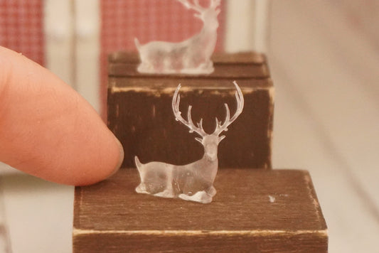 1:12 Scale Decorative Crystal-like Deer Figurine | Dollhouse Miniature Decor