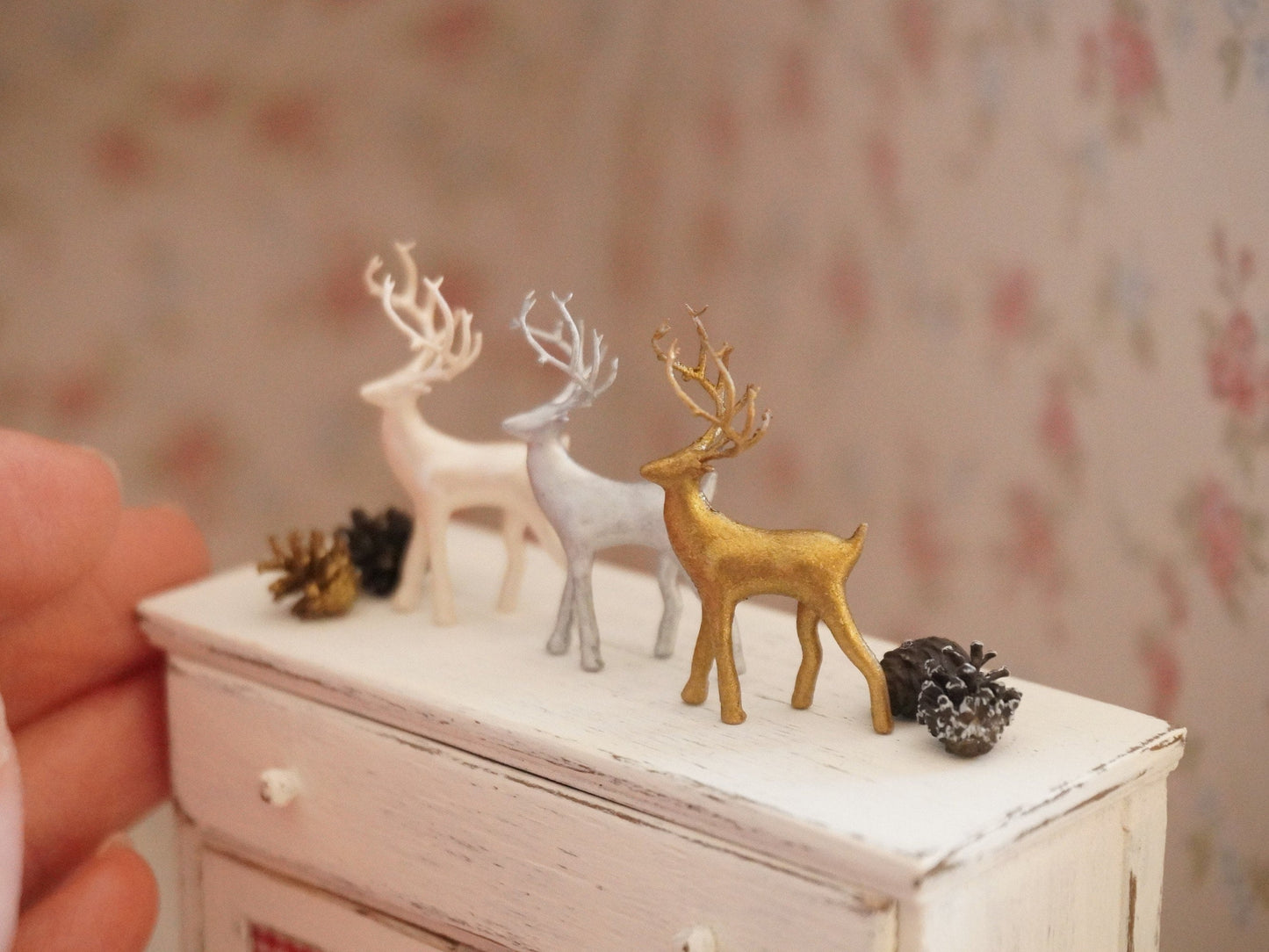 1:12 Scale Decorative Standing Deer Figurine | Dollhouse Miniature Christmas Decor