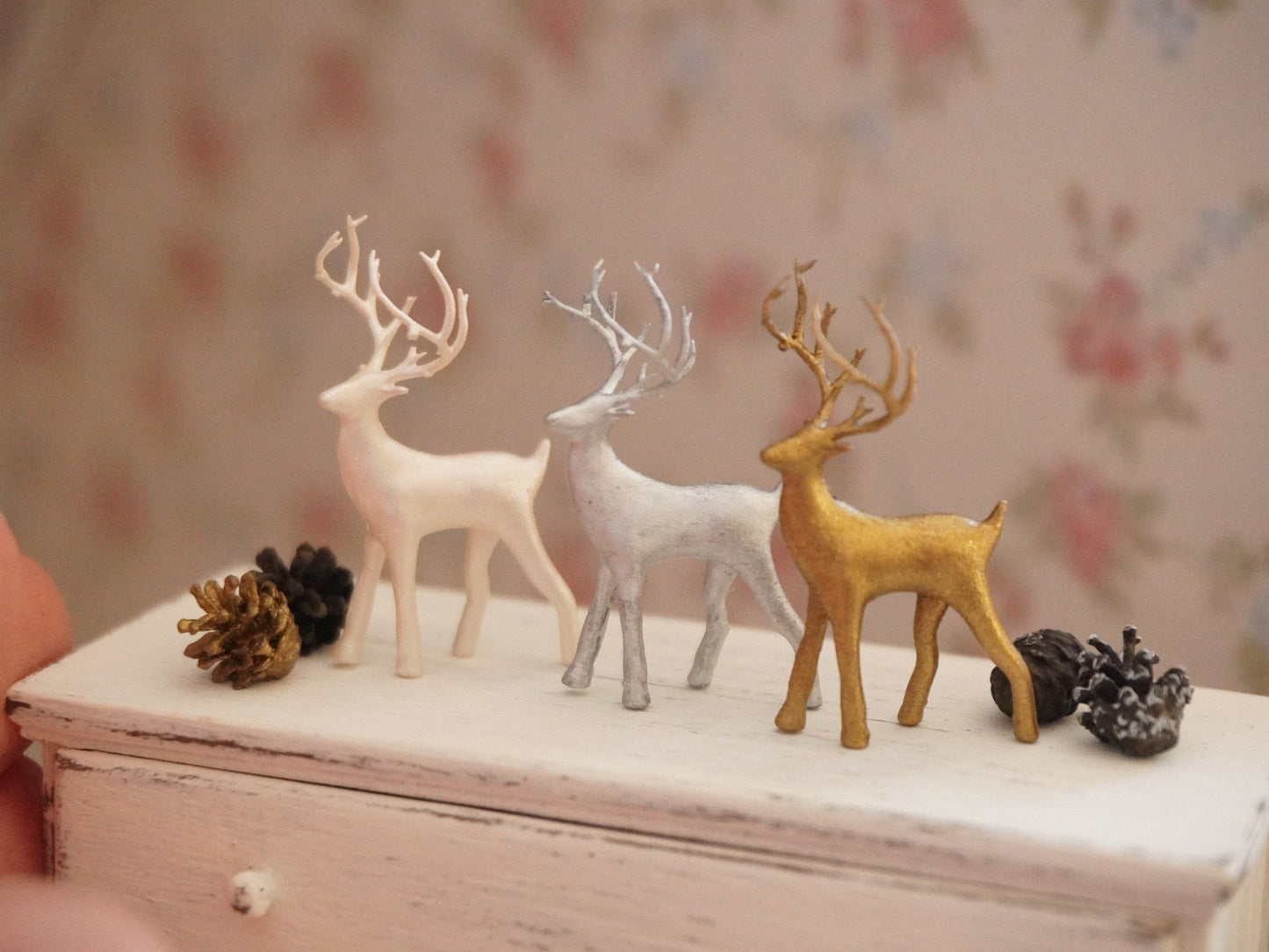 1:12 Scale Decorative Standing Deer Figurine | Dollhouse Miniature Christmas Decor