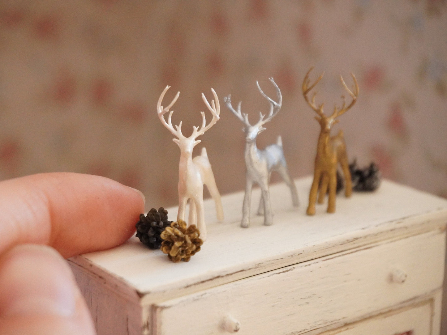 1:12 Scale Decorative Standing Deer Figurine | Dollhouse Miniature Christmas Decor