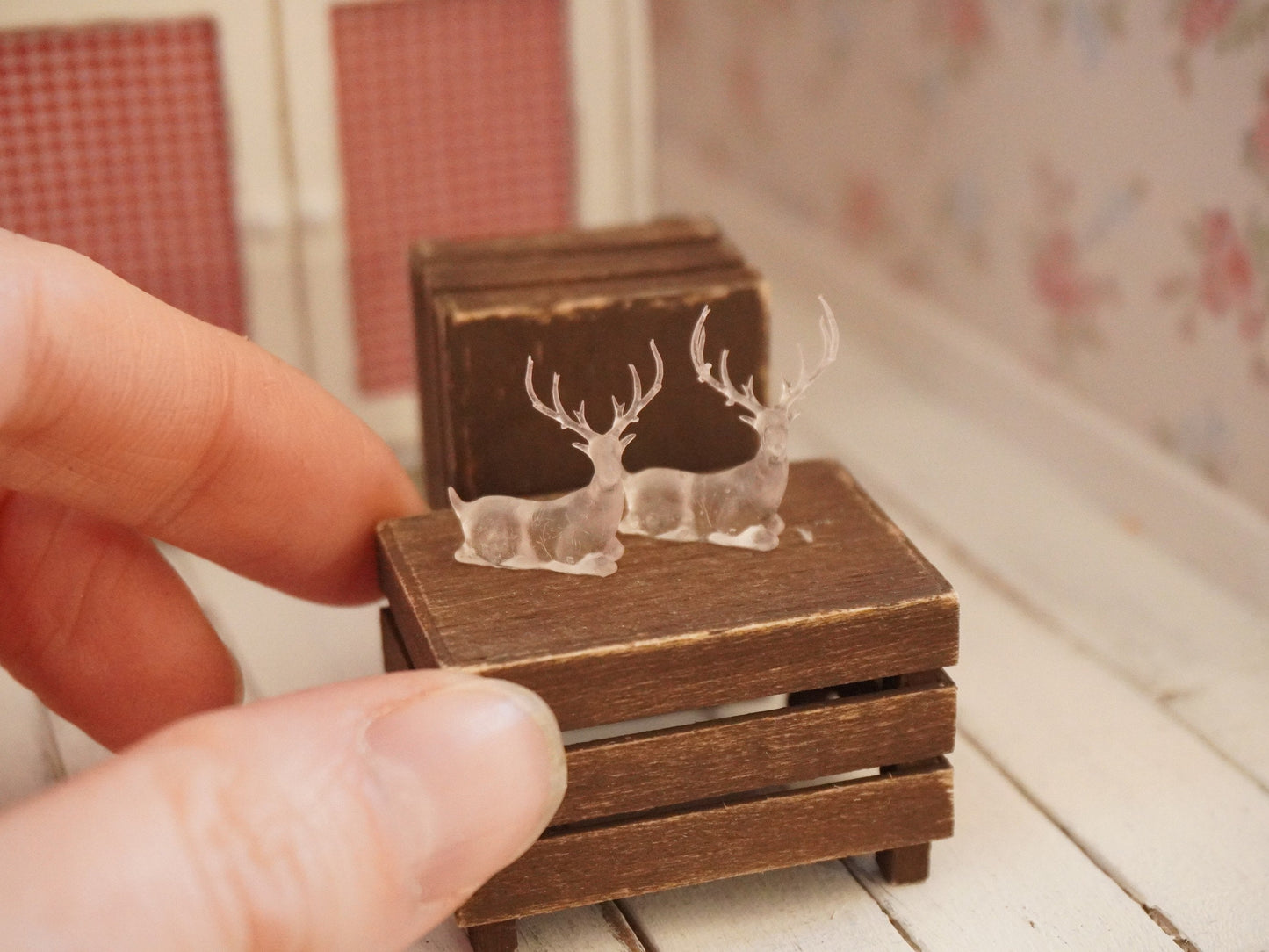 1:12 Scale Decorative Crystal-like Deer Figurine | Dollhouse Miniature Decor