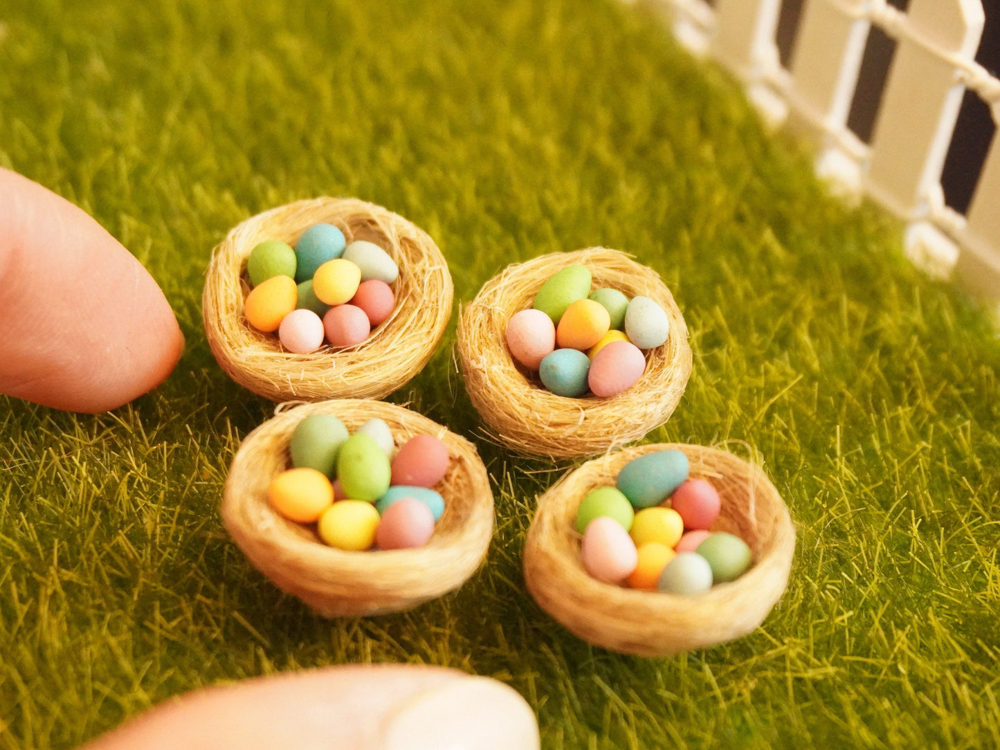 1:12 Scale Birdnest with Easter Eggs | Dollhouse Easter Decoration | Miniature Pastel Eggs