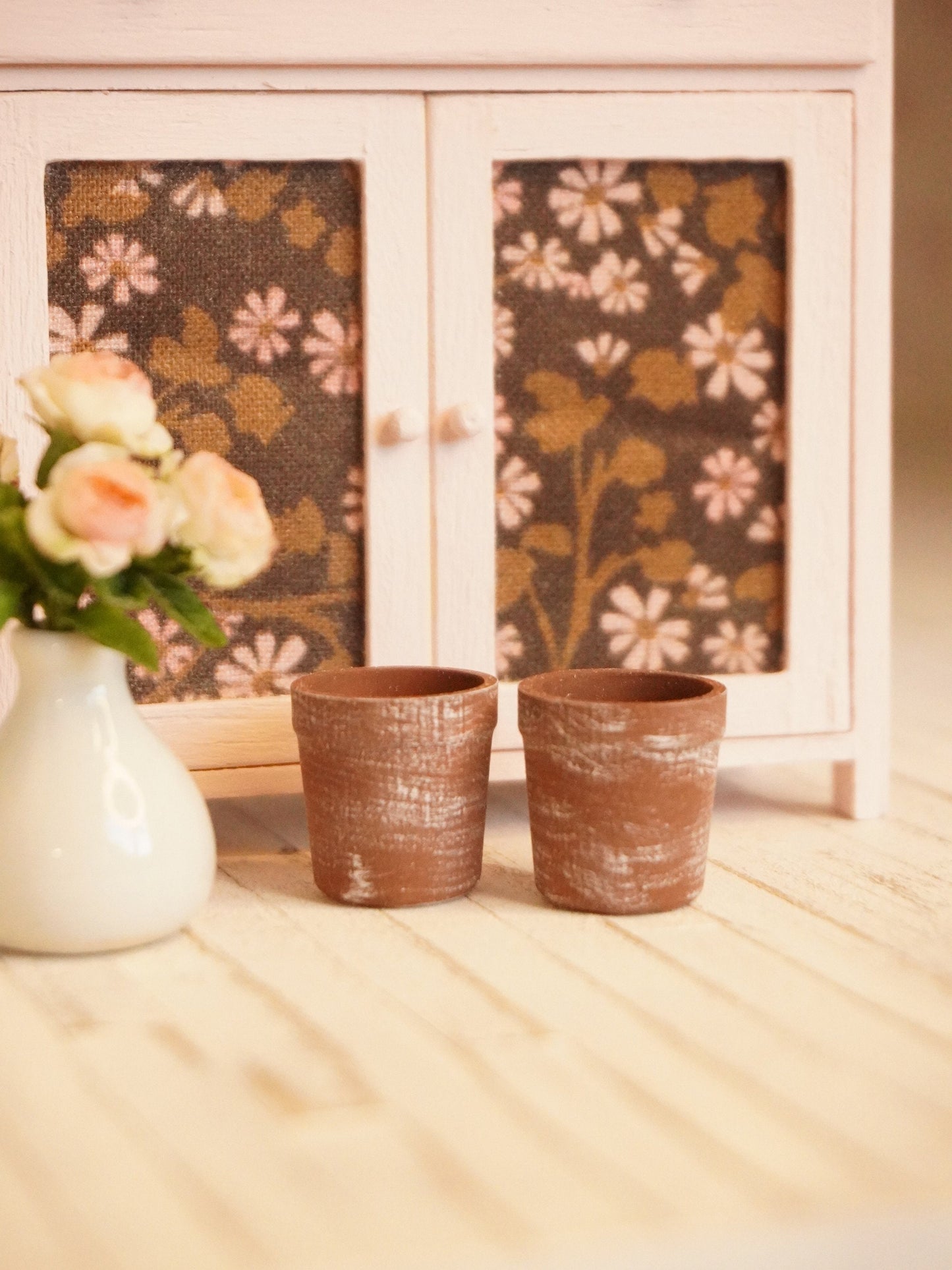 Set of 2pcs 1:12 Scale Flower Pot | Dollhouse Miniature Garden Accessories | Miniature Planting Pot