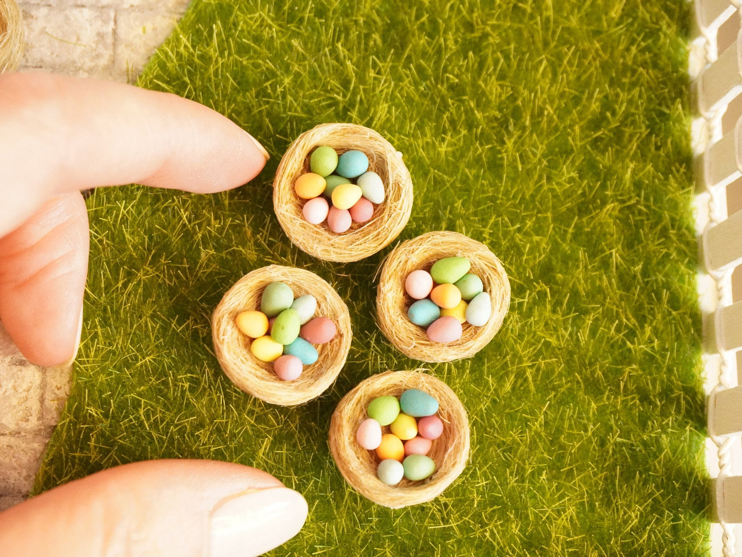 1:12 Scale Birdnest with Easter Eggs | Dollhouse Easter Decoration | Miniature Pastel Eggs